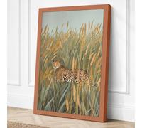 Leopard in Tall Grass Boho Canvas Wall Art Print 36x24 Inch (91 x 61 cm)