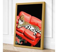 Leopard in Telephone Canvas Wall Art Print 18x12 Inch