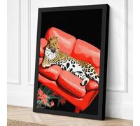 Leopard in Telephone Canvas Wall Art Print 18x12 Inch