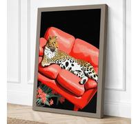 Leopard in Telephone Canvas Wall Art Print 18x12 Inch
