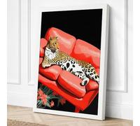 Leopard in Telephone Canvas Wall Art Print 18x12 Inch