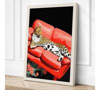 Leopard in Telephone Canvas Wall Art Print 24x16 Inch