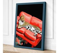 Leopard in Telephone Canvas Wall Art Print 30x20 Inch (76 x 51 cm)