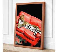 Leopard in Telephone Canvas Wall Art Print 36x24 Inch (91 x 61 cm)