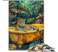 Leopard in The Bathtub 1000 Piece Jigsaw Puzzle for Adults Teens, Stress Reliever Staycation Kill Time Parent-child Interaction (50x75cm)