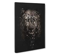 Leopard in the Dark Paint Splash Canvas Print | Gallery Wrapped 30mm Frame Wall Art | 30x20 inches | Ready to Hang | Modern Animals Picture | Living Room Bedroom Lounge Office