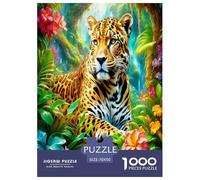 Leopard in The Flowers 1000 Piece Jigsaws for Adults Educational Games Birthday Gifts for Women And Man Art Colorful DIY Craft 70x50cm/1000pcs