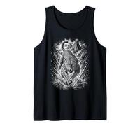 Leopard in the Jump Portrait Artistic Black White Style Tank Top