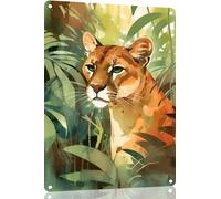 Leopard In The Jungle Anique Vintage Tin Sign Decor Floral Metal Sign for Home Office Coffee Bar Club Pub Store Housewarming Gift 8x12 Inch