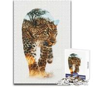 Leopard in The Wild Jigsaw Puzzles 1000 Pieces for Teenagers Cognitive Development Fun Game Special Thoughtful Celebration Present Size 50x75cm