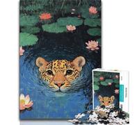 Leopard in Water Adult Jigsaws 1000 Pieces Difficult,Learning Educational Toys Family Games Gifts for Friends And Family 38x26cm