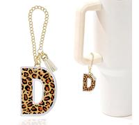 Leopard Initial D Charm for Stanley Cup,Mini Yellow Leopard Tumbler keychain Letter Charm Stanley Cup Accessories,Charms for Purse Backpack,Leopard Gifts for Women Her Mom Sister Friend Birthday