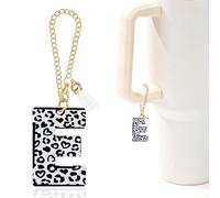 Leopard Initial E Charm for Stanley Cup,Mini Tumbler Keychain Letter Stanley Cup Accessories,Charms for Purse Backpack,Leopard Gifts for Women Her Mom Sister Friend