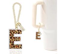 Leopard Initial E Charm for Stanley Cup,Mini Tumbler Keychain Letter Stanley Cup Accessories,Charms for Purse Backpack,Leopard Gifts for Women Her Mom Sister Friend