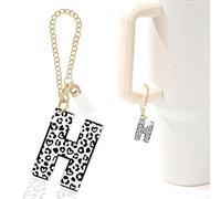 Leopard Initial H Charm for Stanley Cup,Mini Tumbler Keychain Letter Stanley Cup Accessories,Charms for Purse Backpack,Leopard Gifts for Women Her Mom Sister Friend