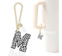 Leopard Initial M Charm for Stanley Cup,Mini Tumbler Keychain Letter Stanley Cup Accessories,Charms for Purse Backpack,Leopard Gifts for Women Her Mom Sister Friend