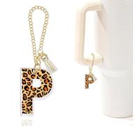 Leopard Initial P Charm for Stanley Cup,Mini Tumbler Keychain Letter Stanley Cup Accessories,Charms for Purse Backpack,Leopard Gifts for Women Her Mom Sister Friend