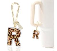 Leopard Initial R Charm for Stanley Cup,Mini Tumbler Keychain Letter Stanley Cup Accessories,Charms for Purse Backpack,Leopard Gifts for Women Her Mom Sister Friend