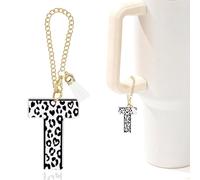 Leopard Initial T Charm for Stanley Cup,Mini Tumbler Keychain Letter Stanley Cup Accessories,Charms for Purse Backpack,Leopard Gifts for Women Her Mom Sister Friend