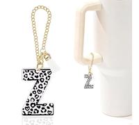 Leopard Initial Z Charm for Stanley Cup,Mini Tumbler Keychain Letter Stanley Cup Accessories,Charms for Purse Backpack,Leopard Gifts for Women Her Mom Sister Friend