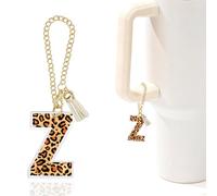 Leopard Initial Z Charm for Stanley Cup,Mini Tumbler Keychain Letter Stanley Cup Accessories,Charms for Purse Backpack,Leopard Gifts for Women Her Mom Sister Friend