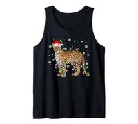 Leopard Jaguar Christmas Lights Funny Santa Hat Animal Xmas Tank Top