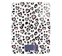 Leopard Jaguar Skin with Pink Hearts Black Spots Animal Print Tempered Glass Kitchen Scales, Digital Weight Grams and Oz Food Scales for Cooking Baking Meal Prep Home Weight Loss Health Diet