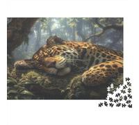 Leopard Jigsaw Puzzles Puzzle for Adults Kids. 1000 Pieces Forest Sleep Whimsical Challenge Toy Educational Games Home Decoration for Educational Games Gifts 1000pcs (75x50cm)