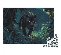 Leopard Jigsaw Puzzles Puzzles for Adults Kids. 1000 Piece Moonlit Night Forest Whimsical Challenge Toy Home Decoration for Gifts 1000pcs (75x50cm)