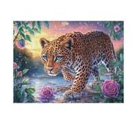 Leopard Jungle Forest 500 Piece Jigsaw Puzzle Pack Teens Beginners Cognitive Development Puzzle Fans Group Play Anniversary Recycled Cardboard 500 PCS
