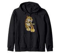 Leopard Jungle Retro Style Leopard Print Wild Cat Design Zip Hoodie
