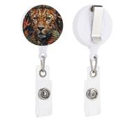 Leopard Jungle Simple Retractable Badge Holder Reel Clip ID Card Holder for Doctor Nurse Student Office Worker