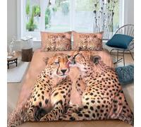 Leopard King Size Duvet Cover Sets Beasts Bedding Set 3D Print Soft Microfiber Quilt Covers 230x220 cm with Zipper Closure and 2 Pillowcases 50x75 cm for Adults M.4848