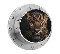 Leopard Kitchen Timer 60 Minute Visual Wind Up Timers Indoor Mechanical Timers with Magnetic Base Stainless Steel Timer for Home Cooking Time Management Tool