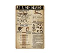 Leopard Knowledge Metal Tin Signs Leopard Infographic Posters Wildlife Encyclopedia Plaque Home Classroom Office Wall Decor 12x16 Inches