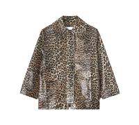 Leopard Laminated Cotton Jacket - female - Ganni - Light Jackets - Multicolor - S - Jackets S