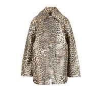 Leopard Laminated Cotton Jacket - female - Ganni - Light Jackets - Multicolor - S/M - Jackets S/M