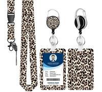 Leopard Lanyard Retractable Badge Reel with Badge Reel Clip for id Card Badges Holders