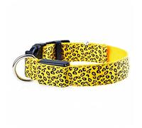 Leopard Led Dog Collar Luminous Adjustable Glowing Collar for Dogs Pet Night Safety Nylon Collar Luminous Led Bright Dog Collar (Yellow X)