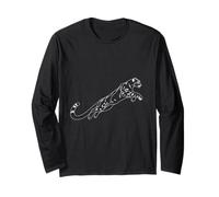 Leopard Line Art Wild Cat Animal Illustration Design Long Sleeve T-Shirt