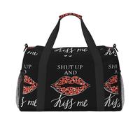 Leopard Lips Full Print Travel Duffle Bag with Adjustable Shoulder Strap,Large Capacity Twill Polyester Crossbody Bag for Gym,Weekend Trips Outdoor Activities
