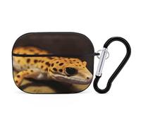 Leopard Little Gecko AirPods Pro Case Cover with Keychain Ring PC Hard Shell Protective Case for AirPods Pro 2nd for Women Men Generation Easy Open Full Drop Protection Cover Black-Style