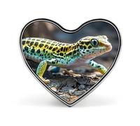 Leopard Little Gecko Buttons Pin Memorial Boutonniere for Wedding Groom Bride, Customize Lapel Heart Pin for Christmas, Men Women Costume Decorative Fashionable Brooches