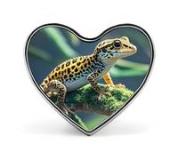 Leopard Little Gecko Buttons Pin Memorial Boutonniere for Wedding Groom Bride, Customize Lapel Heart Pin for Christmas, Men Women Costume Decorative Fashionable Brooches