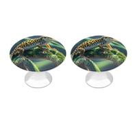 Leopard Little Gecko Cabinet Knobs, 2-Pack Silver Stainless Steel Drawer Pulls with Screws, Elegant Hardware for Dressers, Kitchen,Cabinets & Desks
