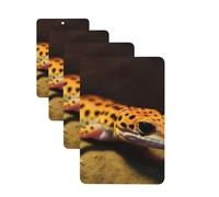 Leopard Little Gecko Car Air Fresheners Cards 4 Pcs Hanging Fragrance Scented Cards Long-Lasting Car Aromatherapy Tablets for Wardrobe Bathroom Car Interior Mirror Pendant Gifts
