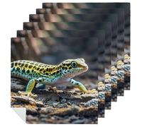 Leopard Little Gecko Cloth Napkins for Weddings, Reusable Dinner Napkins for Hotel, Washable Table Napkin for Restaurant, Soft Absorbent Napkin for Parties, Holiday 6 PCS