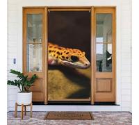 Leopard Little Gecko Door Cover Decorations, Welcome Door Banner Backdrop Seasonal Spring Summer Porch Banner Sign Photo Background for Indoor Outdoor Party Decor 72.8 x 35.4 Inch