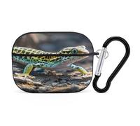 Leopard Little Gecko Earbuds Organizer Shockproof Protective Airpods Pro Cover with Carabiner Clip Anti Fall Carrying Earphone Case Cover for Airpods Pro 2nd Generation Black
