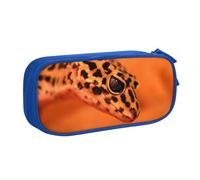 Leopard Little Gecko Large Capacity Double Layer Pencil Case,Customizable Full Print Polyester Fabric Organizer-School, Office, Travel Makeup Pouch
